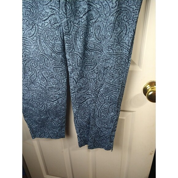 J. Jill Woman 16 Blue Paisley Chino Ankle Flat Front Pants - Picture 3 of 11